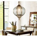 1 Light Retro Rustic Luxury Brass Chandelier with Glass Shade