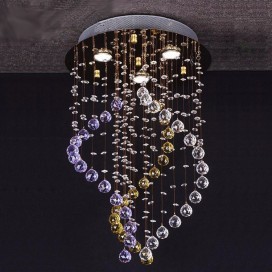 3 Light Round Spiral Modern K9 Crystal Sparkle Luxury Rain Drop Chandelier