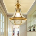 1 Light Retro Rustic Luxury Brass Chandelier with Glass Shade