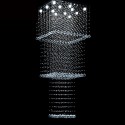 Square 3 Tier Modern K9 Crystal Sparkle Luxury Rain Drop Chandelier