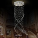 6 Light Round Double Spiral Modern K9 Crystal Sparkle Luxury Rain Drop Chandelier