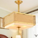 4 Light Retro Rustic Luxury Brass Chandelier with Fabric Shade