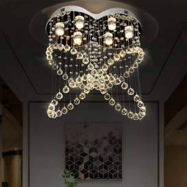 6 Light Modern K9 Crystal Sparkle Luxury Rain Drop Chandelier