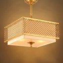 4 Light Retro Rustic Luxury Brass Chandelier with Fabric Shade