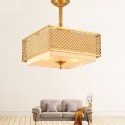 4 Light Retro Rustic Luxury Brass Chandelier with Fabric Shade