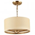 4 Light Retro Rustic Luxury Brass Chandelier with Fabric Shade