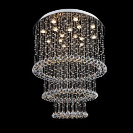 15 Light 3 Tier Modern K9 Crystal Sparkle Luxury Rain Drop Chandelier