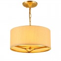 4 Light Retro Rustic Luxury Brass Chandelier with Fabric Shade