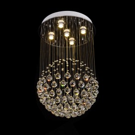 5 Light Ball Modern K9 Crystal Sparkle Luxury Rain Drop Chandelier