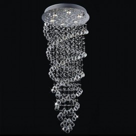 6 Light Double Spiral Modern K9 Crystal Sparkle Luxury Rain Drop Chandelier