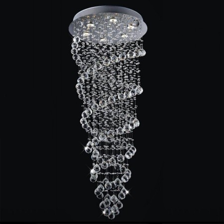 6 Light Double Spiral Modern K9 Crystal Sparkle Luxury Rain Drop Chandelier