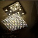 Square Modern K9 Crystal Sparkle Luxury Rain Drop Chandelier