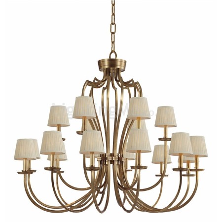 18 Light Retro Rustic Luxury Brass Chandelier with Fabric Shade