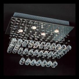 4 Light 2 Tier Modern K9 Crystal Sparkle Luxury Rain Drop Chandelier