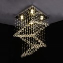 4 Light Square Modern K9 Crystal Sparkle Luxury Rain Drop Chandelier