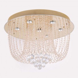 7 Light Gold Round Modern K9 Crystal Sparkle Luxury Rain Drop Chandelier