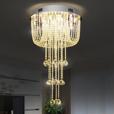 Round Modern K9 Crystal Sparkle Luxury Rain Drop Chandelier