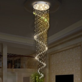 6 Light Spiral Modern K9 Crystal Sparkle Luxury Rain Drop Chandelier