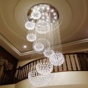 Round Spiral Solar System Modern K9 Crystal Sparkle Luxury Rain Drop Chandelier