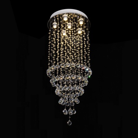 6 Light Round Modern K9 Crystal Sparkle Luxury Rain Drop Chandelier