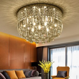 Round Modern K9 Crystal Sparkle Luxury Rain Drop Chandelier