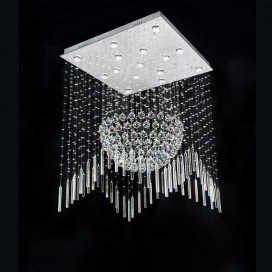 Square Ball Modern K9 Crystal Sparkle Luxury Rain Drop Chandelier