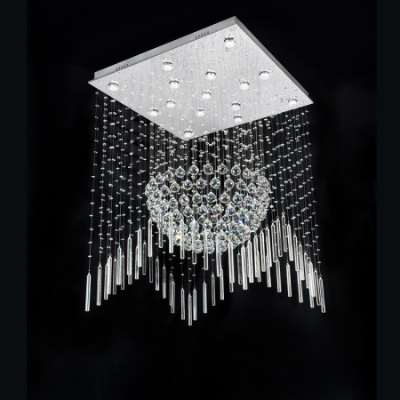 Square Ball Modern K9 Crystal Sparkle Luxury Rain Drop Chandelier