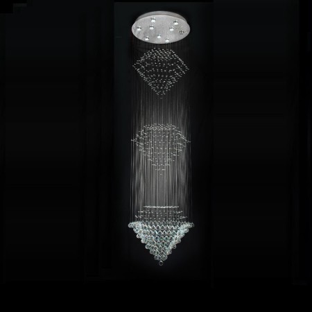 Round Long Modern K9 Crystal Sparkle Luxury Rain Drop Chandelier