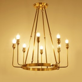 8 Light Retro Rustic Luxury Brass Chandelier