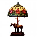 12 Inch Red Tulip Retro Stained Glass Table Lamp