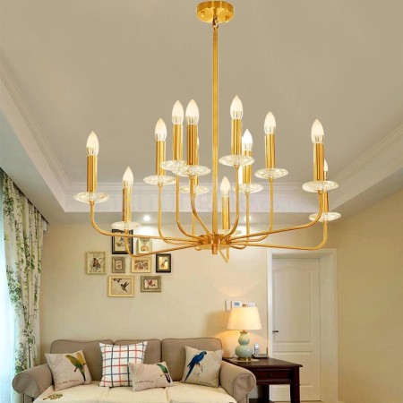 12 Light Retro Rustic Luxury Brass Chandelier