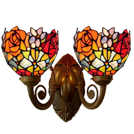 2 Light Retro Rose Stained Glass Wall light