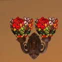 2 Light Retro Rose Stained Glass Wall light