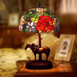 12 Inch Rose Stained Glass Table Lamp