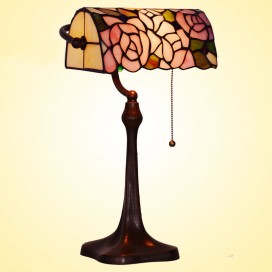 10 Inch Rose Stained Glass Table Lamp