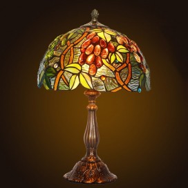 12 Inch Rural Retro Grape Stained Glass Table Lamp