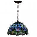 12 Inch Blue Tulip 1 Light Stained Glass Pendant Light