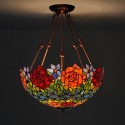 18 Inch Rose Stained Glass Pendant Light