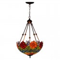 18 Inch Rose Stained Glass Pendant Light