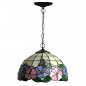 12 Inch Rural Butterfly Stained Glass Pendant Light