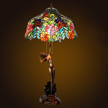 17 Inch Rose Stained Glass Table Lamp