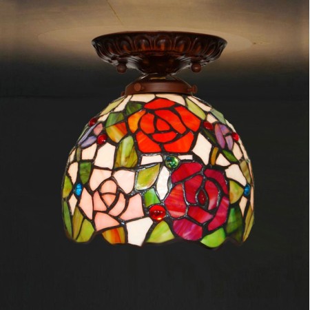 7 Inch Stained Glass Flush Mount