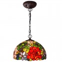 12 Inch Rose Stained Glass Pendant Light