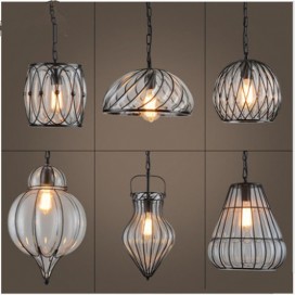 1 Light Vintage Glass Loft Pendant Light