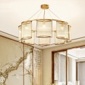 8 Light Retro Rustic Luxury Brass Chandelier with Glass Shade