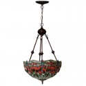 16 Inch Retro Dragonfly Stained Glass Pendant Light