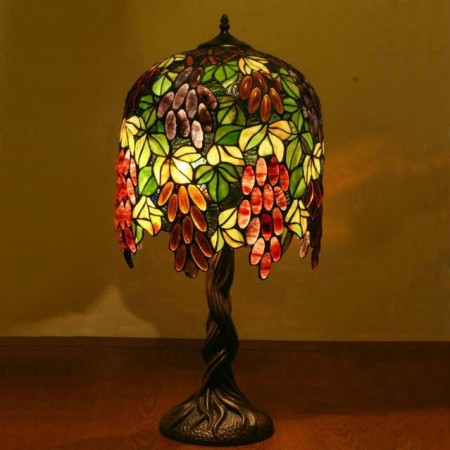 13 Inch Grape Stained Glass Table Lamp