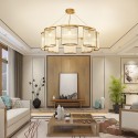 8 Light Retro Rustic Luxury Brass Chandelier with Glass Shade