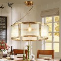 6 Light Retro Rustic Luxury Brass Chandelier with Glass Shade