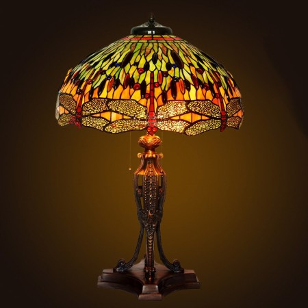 20 Inch Dragonfly Stained Glass Table Lamp